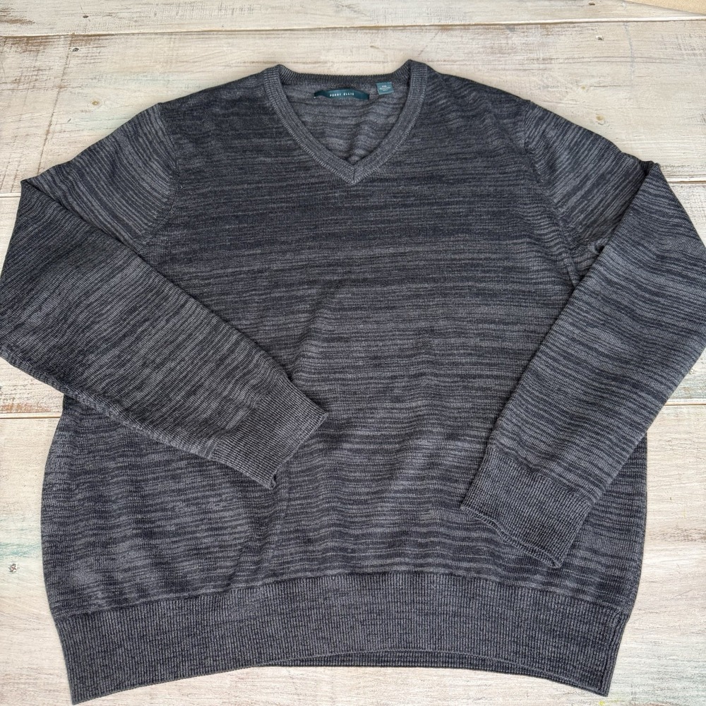 Mens Perry Ellis Crew‎ Neck Knit Sweater Size XXL Dark Gray EUC Pullover Classic